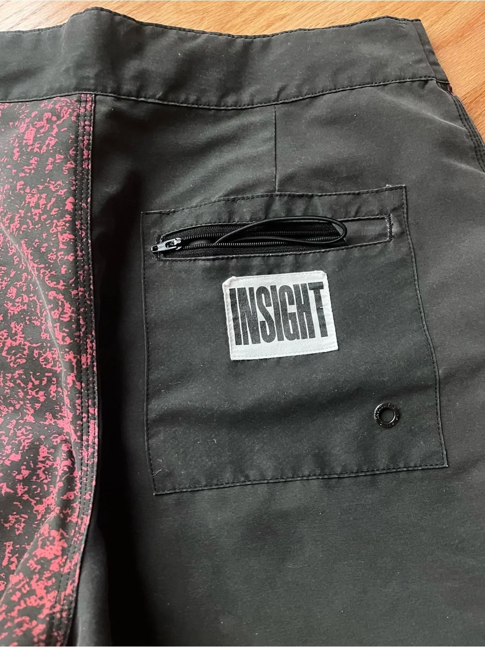 Insight Men’s Black Swim Shorts with Red Speckle Panel